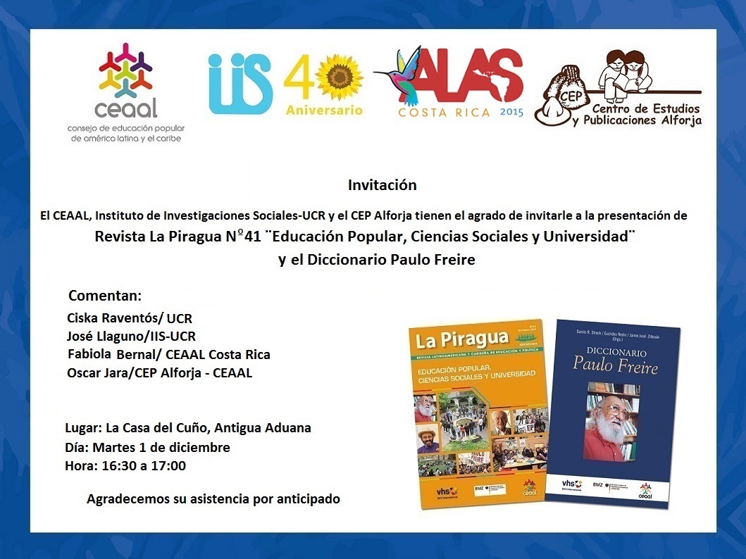 Invitacion Lanzamiento Piragua y Diccionario ALAS